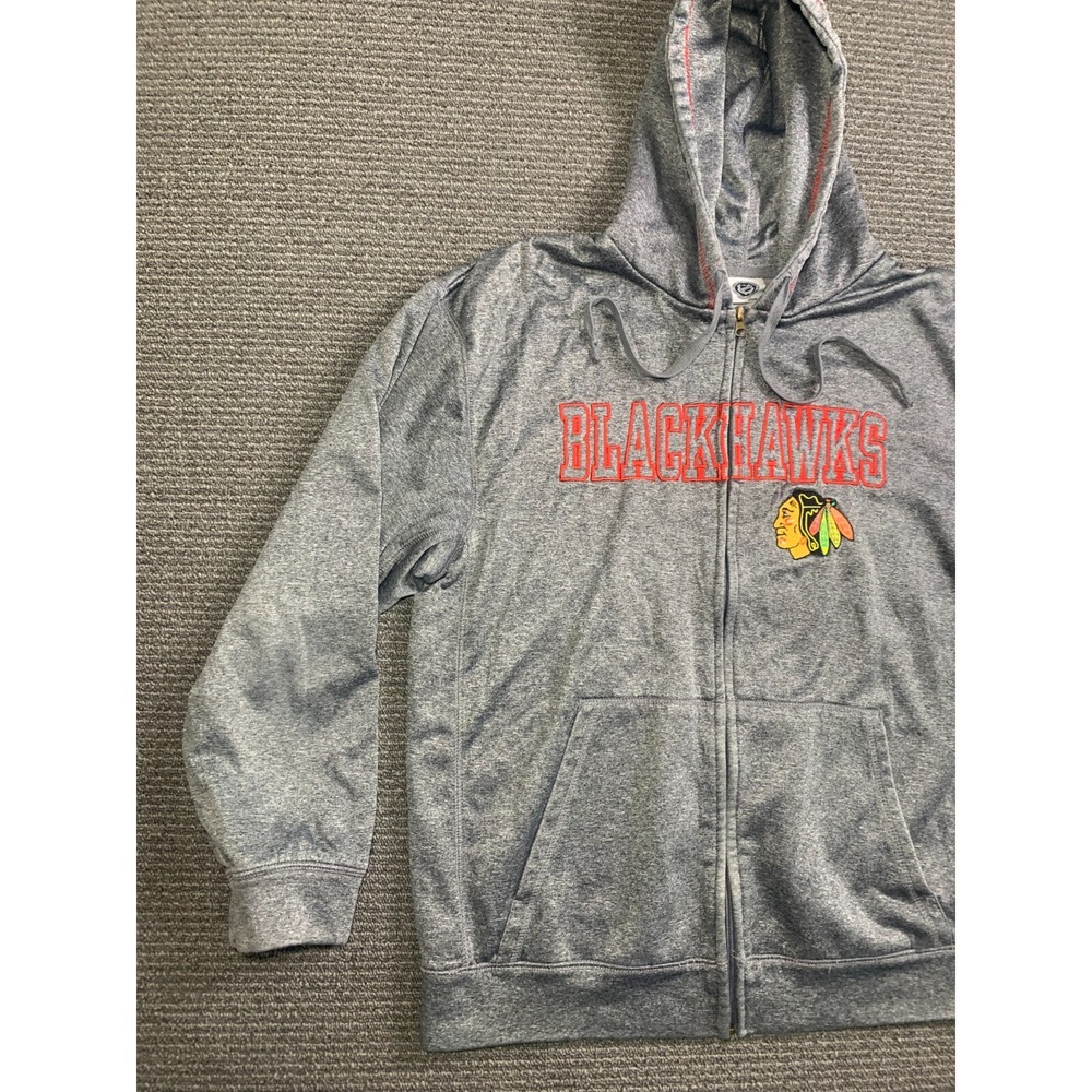 NHL Chicago Blackhawks Gray Full Zip Hoodie Sweatshirt Mens Large L-XL